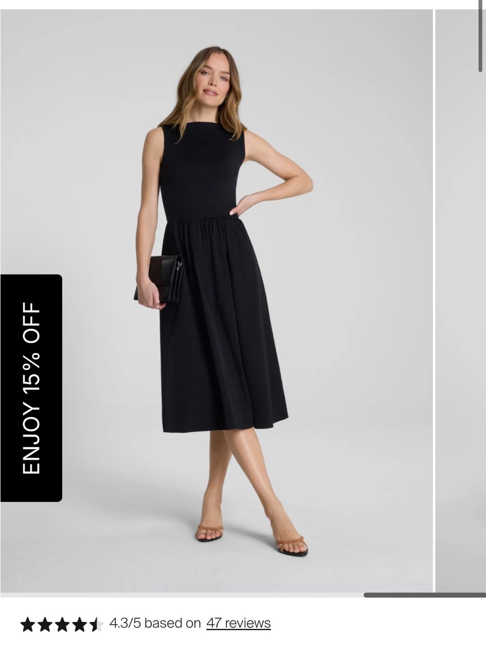 SPANX Black Sleeveless Midi Dress